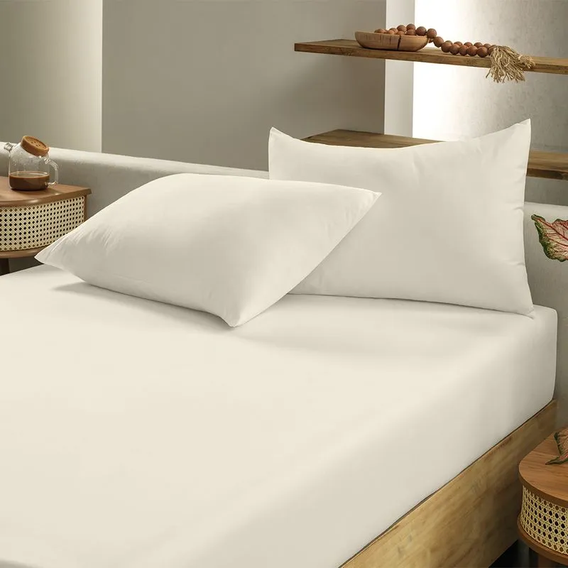 1,38M X 1,88M X 28CM-JOGO CAMA SIMPLES 3PC TOQUE ACETINADO - BEGE PORCELANA