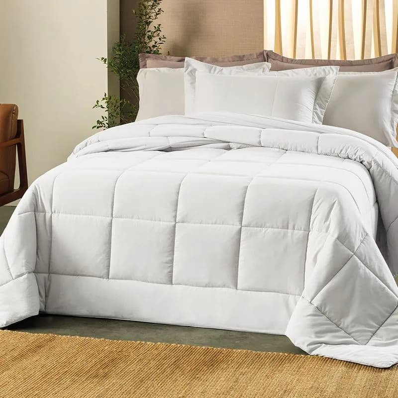 2,20M X 2,50M-EDREDOM TOQUE ACETINADO SOUFFLE - BRANCO