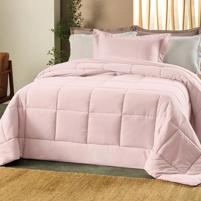 2,80M X 2,60M-EDREDOM TOQUE ACETINADO SOUFFLE - ROSA LILLE
