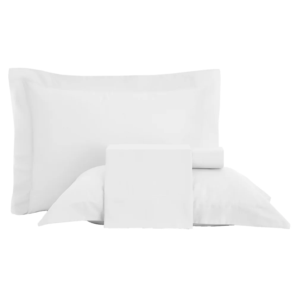 2,80M X 2,70M-JOGO CAMA 4 PC CETIM SUBLIME PONTO AJOUR - BRANCO