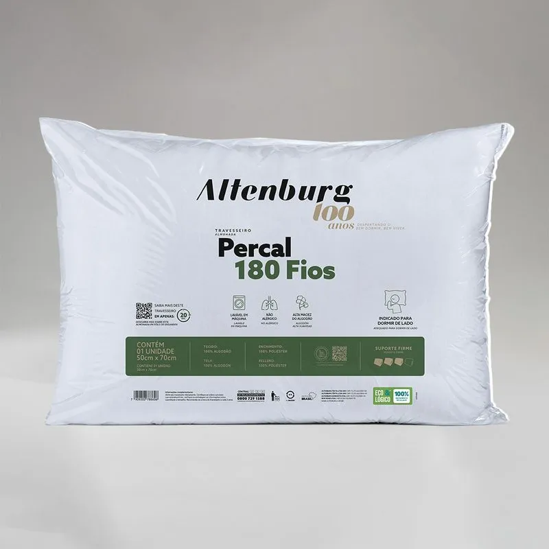 50CM X 70CM-TRAVESSEIRO 180 FIOS - 100 ANOS - BRANCO