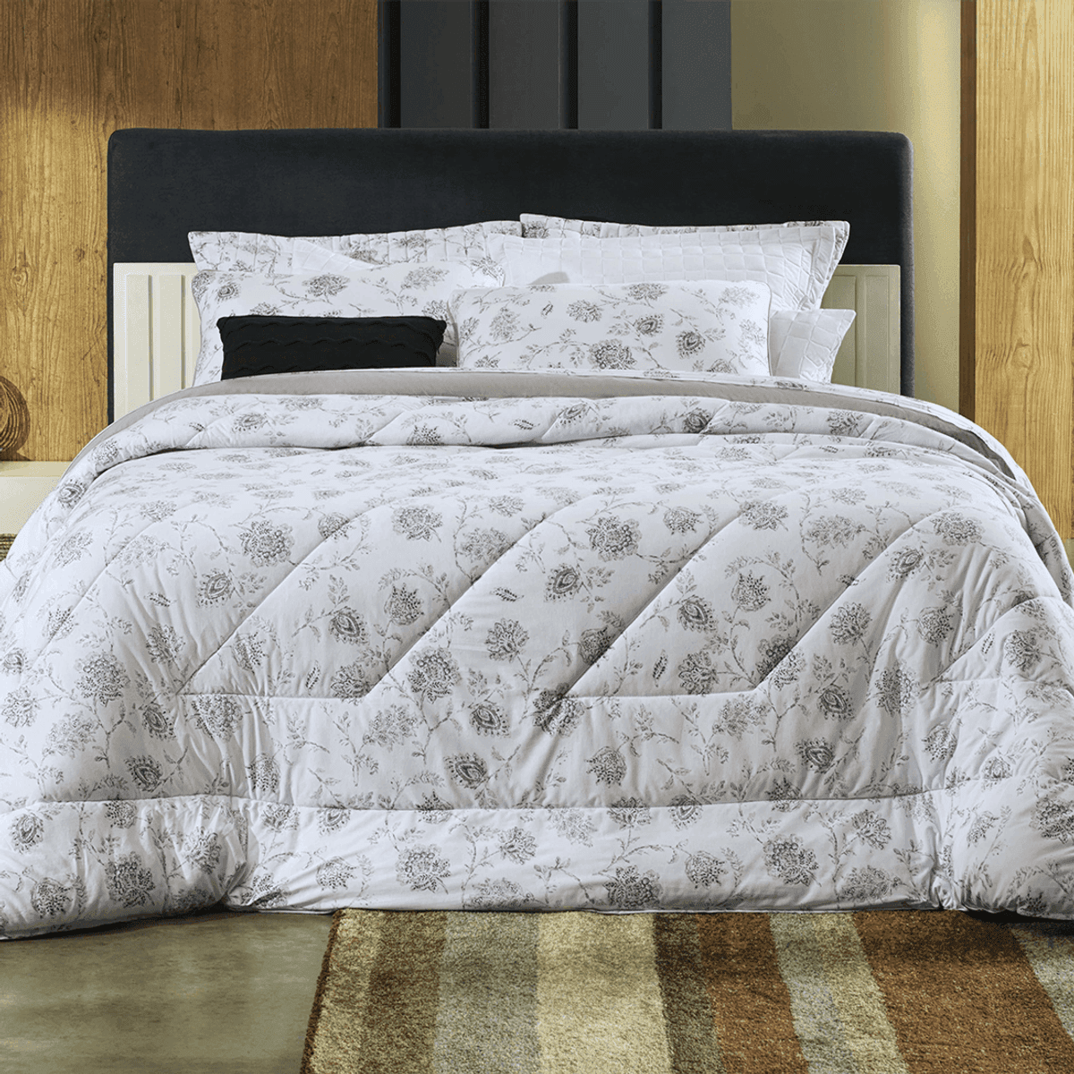 EDREDOM QUEEN ALTENBURG MALHA 100% ALGODAO - CELESTE