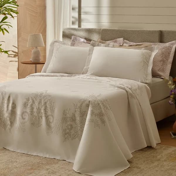 JOGO DE CAMA KING4 PEÇAS PORTINARI - RENDA 7909899052806
