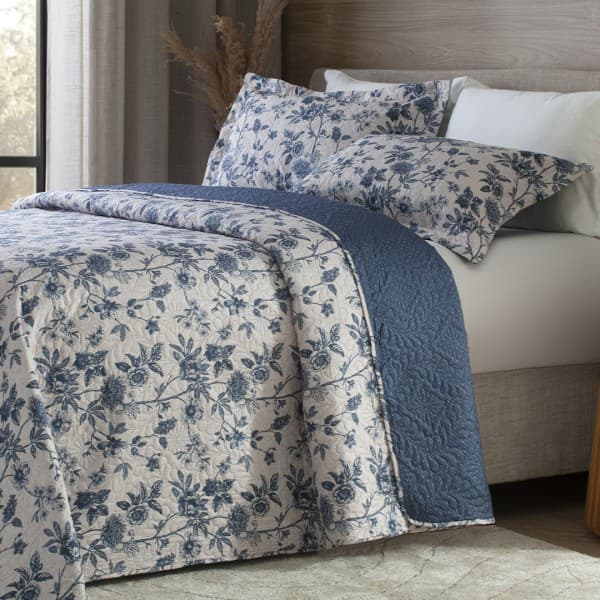 KIT COLCHA BOUTIS ESTAMPADO CASAL 3 PECAS FLOR SILVESTRE
