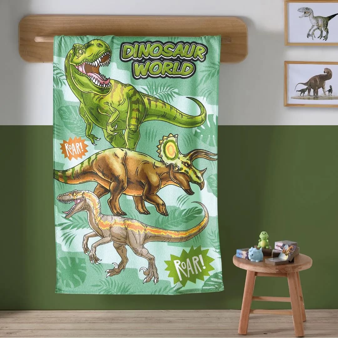 TOALHA BANHO FELPUDO D ESTAMPADO 70CM X1,15M DINO 01 UNICA