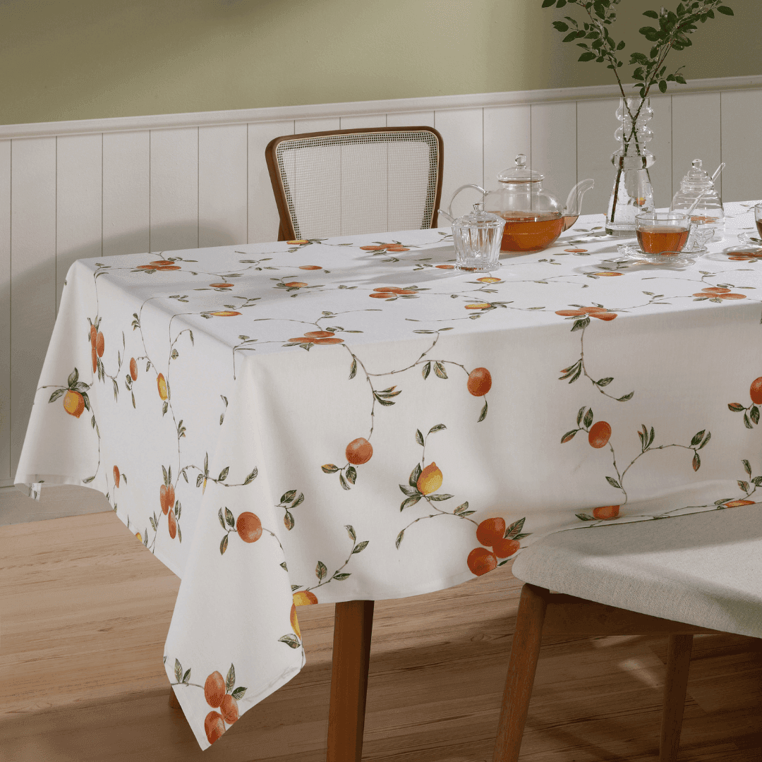 TOALHA DE MESA DOHLER CLEAN ATHENAS ESTAMPADO 1,40M X 2,10M PESSEGOS UNICA